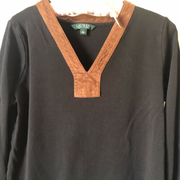 Ralph Lauren women shirt long sleeves suede V neck, size large - Picture 9 of 9